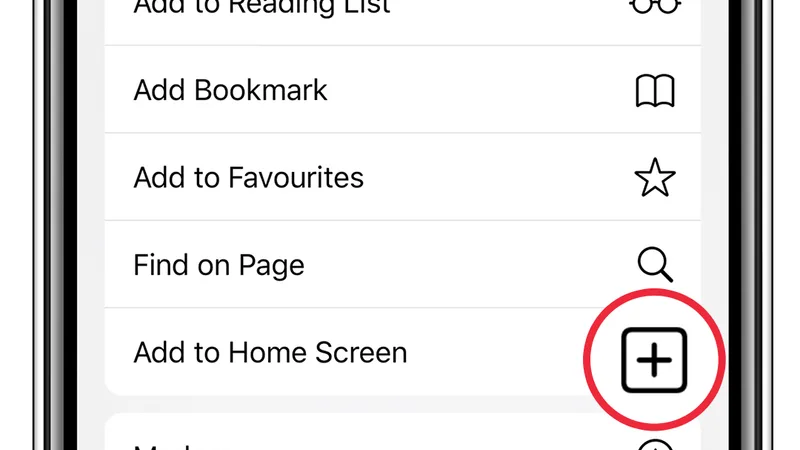 iPhone Safari Add to Home Screen shortcut configuration
