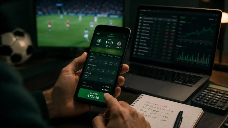 Live in-play betting odds and early cashout feature