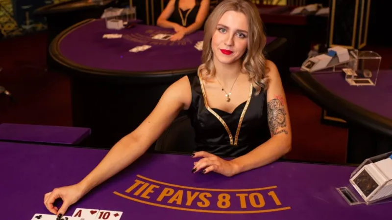 Sexy Baccarat live dealer table with bikini croupiers