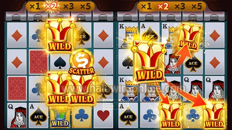 Super Ace slot machine cascading card multipliers